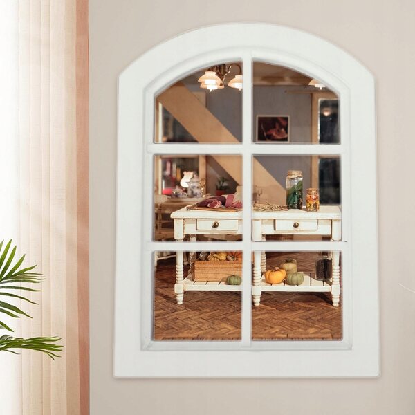 Miniatura finestra in legno bianco per casa delle bambole 1:12 White Arch