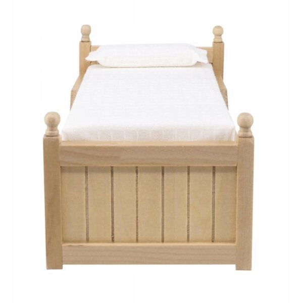Letto in legno per casa delle bambole scala 1:12 con cassetto apribile