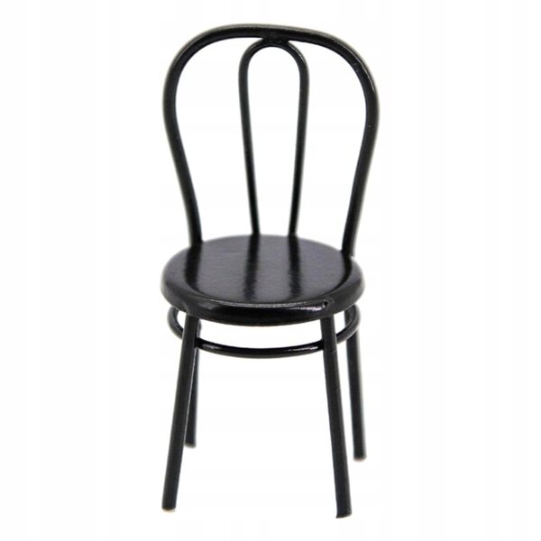 Chaise de salle à manger miniature en métal noir pour maison de poupée 1:24