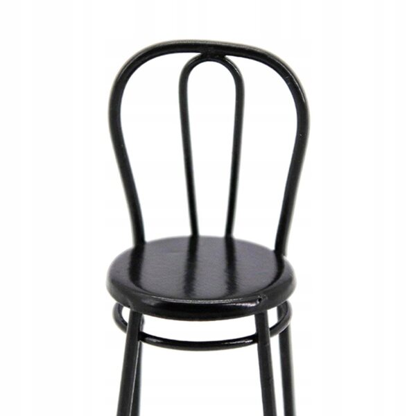 Chaise de salle à manger miniature en métal noir pour maison de poupée 1:24