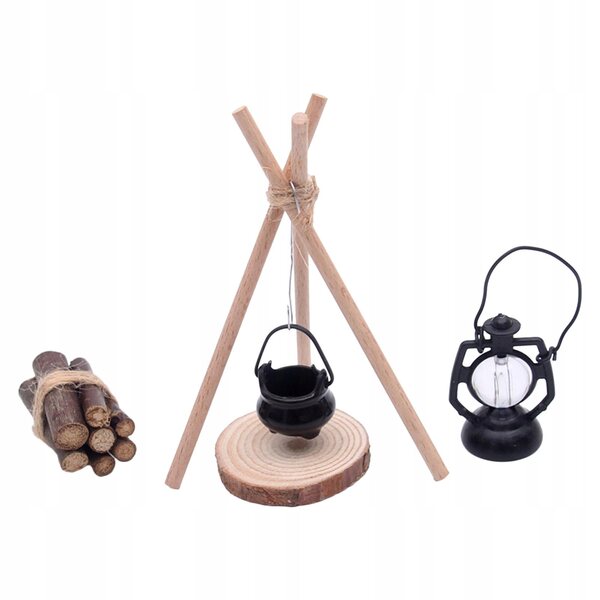 1:12 Miniatur-Camping-Set für Puppenhaus-Holzzubehör