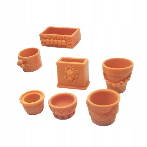 Set 7 Mini Vasi in Legno per Casa delle Bambole Scala 1:12 - Decorazioni Giardino