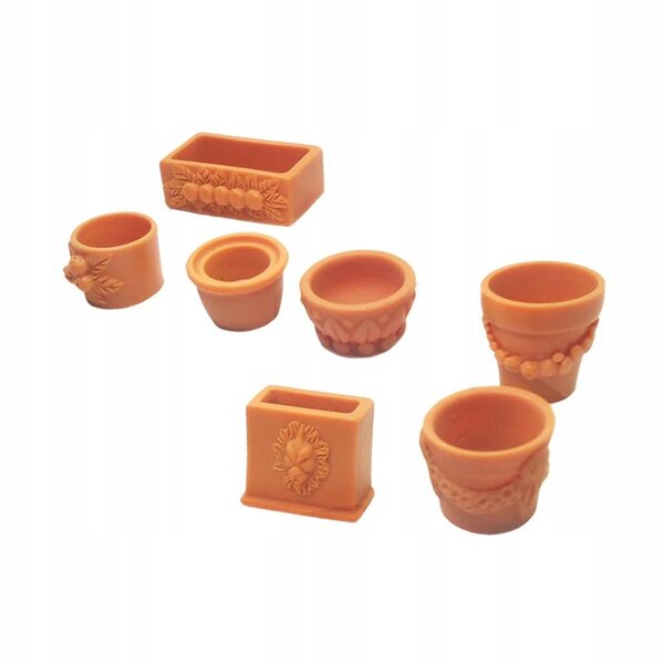 Set 7 Mini Vasi in Legno per Casa delle Bambole Scala 1:12 - Decorazioni Giardino