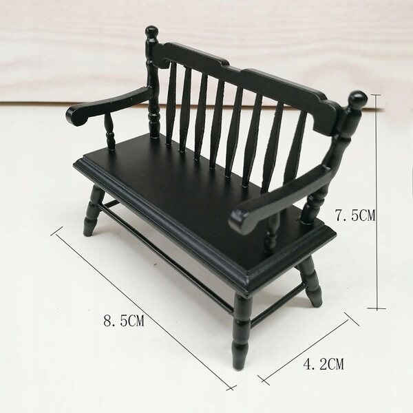 Panca in legno in miniatura per casa delle bambole 1:12 decorazione per soggiorno e giardino