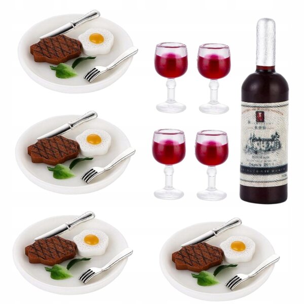 Miniatur-Set, 33-teilig, Miniküche mit Flaschen, Tellern und Besteck für Puppenhäuser