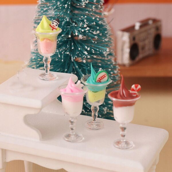 Eiscreme-Miniaturen für Puppenhäuser im Maßstab 1:12, dekoratives Küchenaccessoire