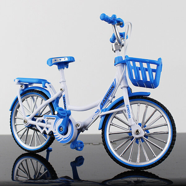 Modello in scala 1:10 di bicicletta Diecast artigianale in legno colore azzurro
