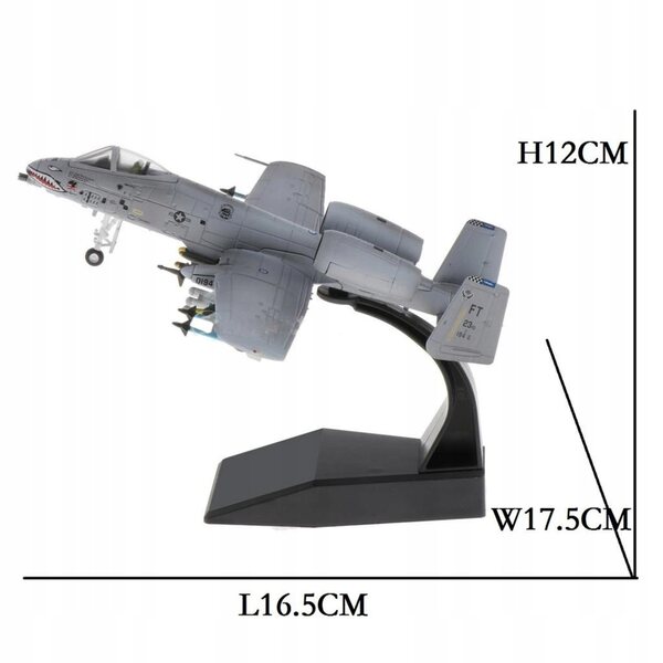 Samlerobjekt 1:100 skala A-10 angrebsflymodel med elegant stativ