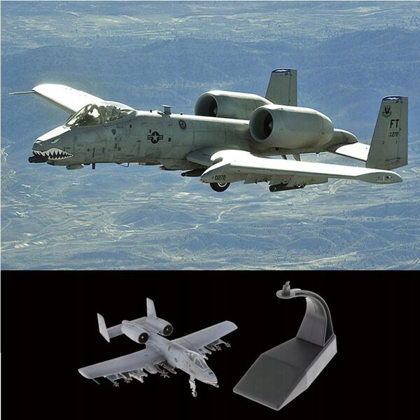 Samlerobjekt 1:100 skala A-10 angrebsflymodel med elegant stativ