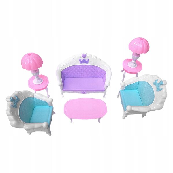 Set Miniature Mobili per Casa delle Bambole: Divano, Tavolino e Lampade da Soggiorno