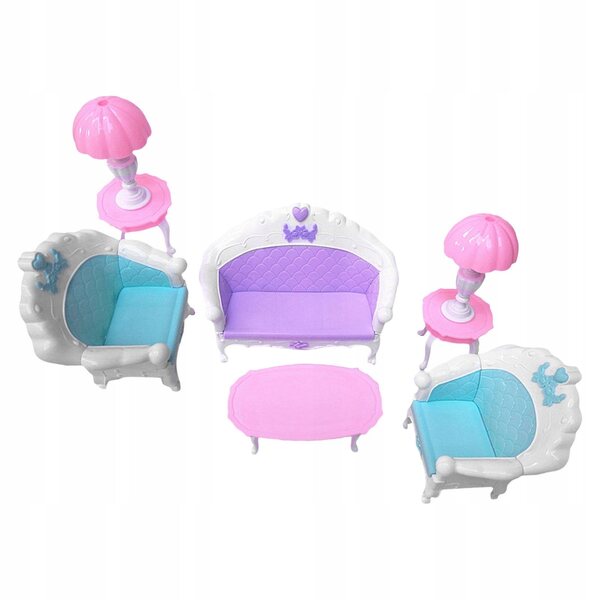 Set Miniature Mobili per Casa delle Bambole: Divano, Tavolino e Lampade da Soggiorno