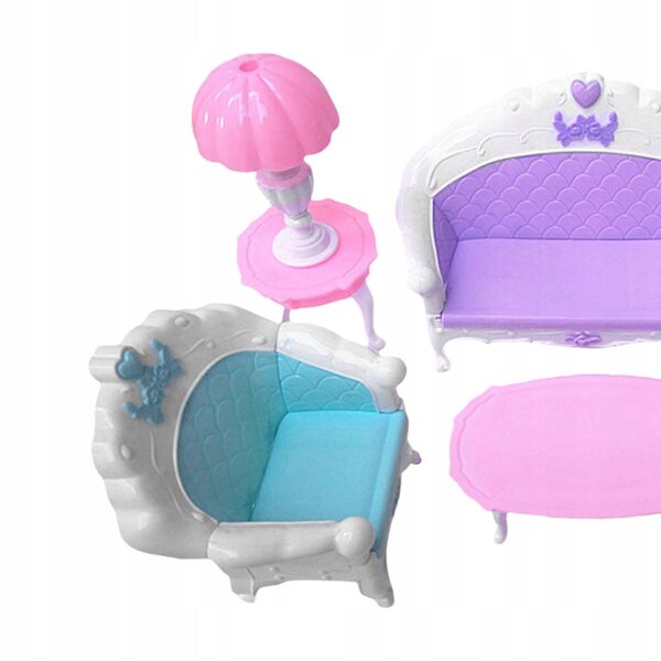 Set Miniature Mobili per Casa delle Bambole: Divano, Tavolino e Lampade da Soggiorno