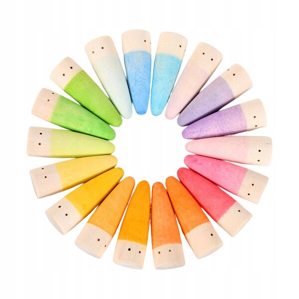 Комплект от 18 образователни игри за деца Rainbow Wooden Peg Dolls