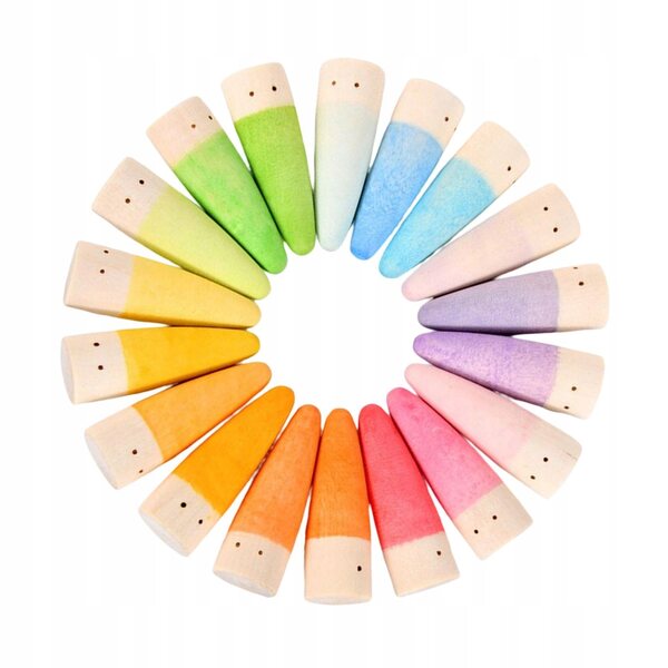 Комплект от 18 образователни игри за деца Rainbow Wooden Peg Dolls