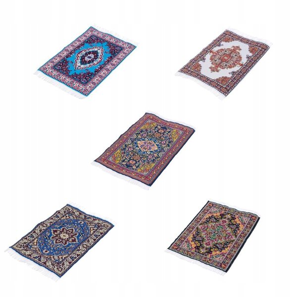 Tapis miniature pour maison de poupées en soie multicolore 25x15 cm