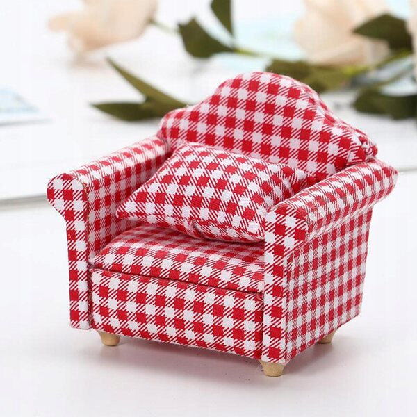 1/12 Skala Miniaturowy domek dla lalek Sofa Fotel, Lalki Dom Meble Kanapa