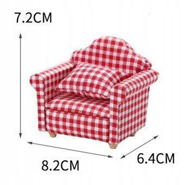 1/12 Skala Miniaturowy domek dla lalek Sofa Fotel, Lalki Dom Meble Kanapa