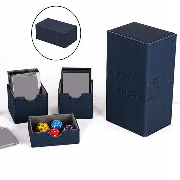 Organizer per Carte da Gioco Collector con 3 Scomparti in PU Azzurro