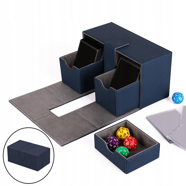 Organizer per Carte da Gioco Collector con 3 Scomparti in PU Azzurro