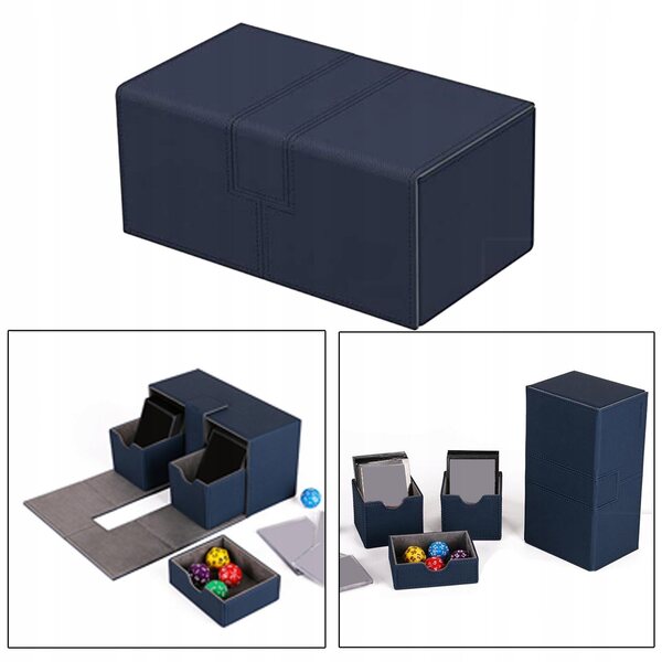 Organizer per Carte da Gioco Collector con 3 Scomparti in PU Azzurro