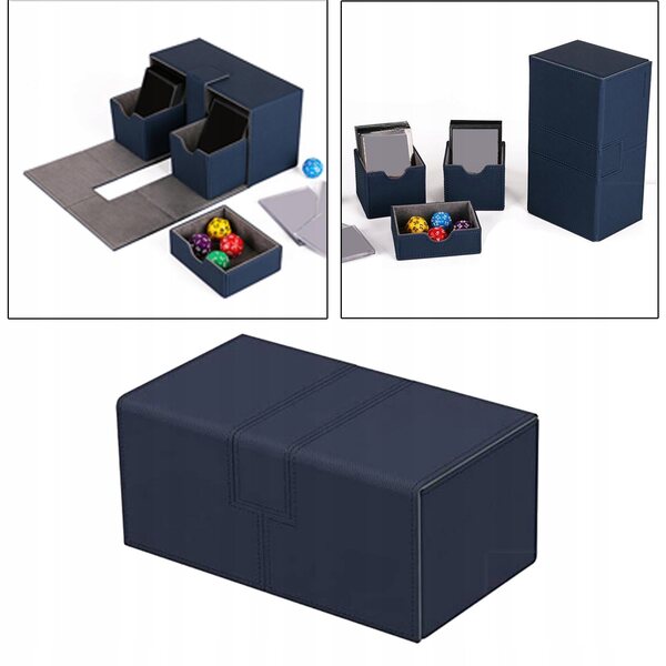 Organizer per Carte da Gioco Collector con 3 Scomparti in PU Azzurro