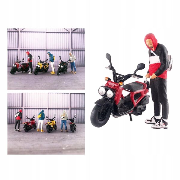 Figura 1:64 Uomo su Motociclo Micro Paesaggio Rossa e Nera in Resina