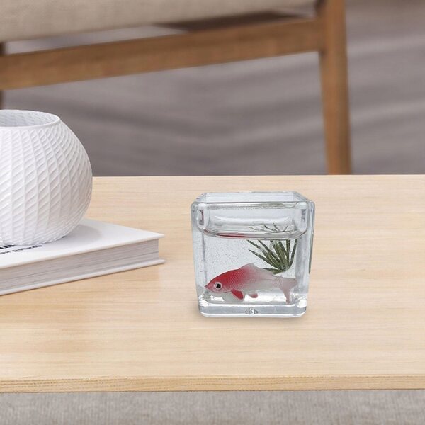 Miniatura 1:12 Vasca con Pesce Koi per Casa delle Bambole DIY in Legno Bianco