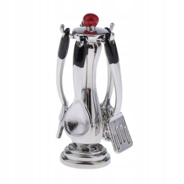 Set miniatura cucina per casa delle bambole con 6 accessori e supporto 1/12