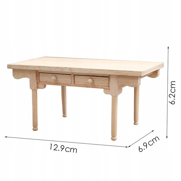 Mini tavolino in legno 1:12 per casa delle bambole - arredo non verniciato