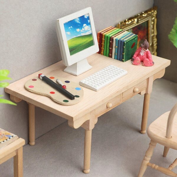 Mini tavolino in legno 1:12 per casa delle bambole - arredo non verniciato