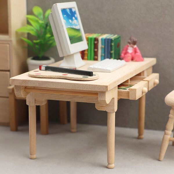 Mini tavolino in legno 1:12 per casa delle bambole - arredo non verniciato