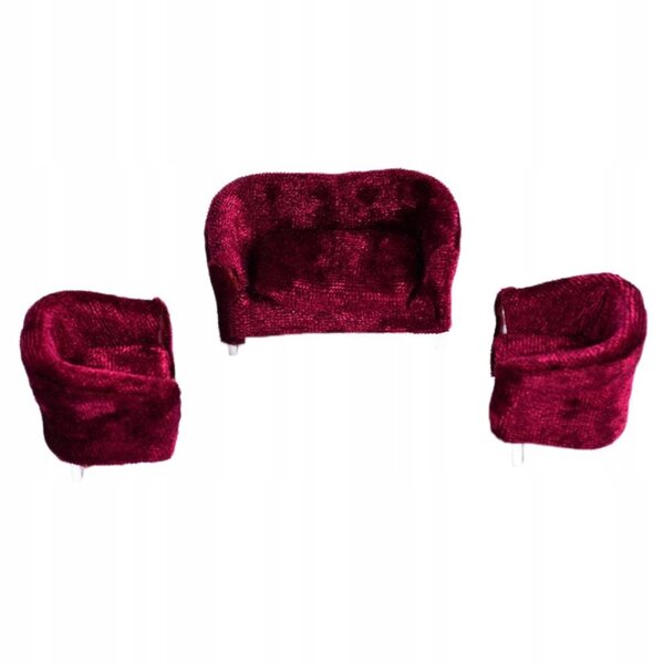 1/20 Puppenhaus-Flanell-Doppelsofa – rote Miniatur-Accessoires