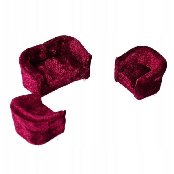 1/20 Puppenhaus-Flanell-Doppelsofa – rote Miniatur-Accessoires