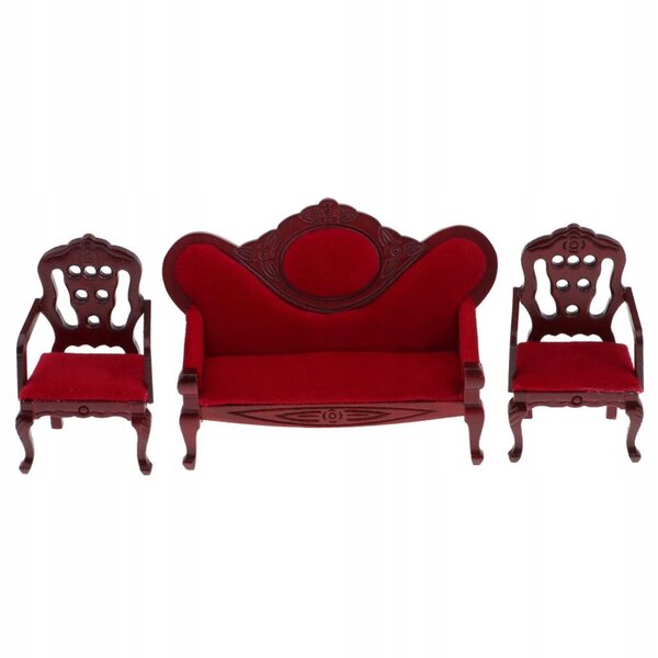 Retro stil sofa og lænestole Dukkehusmøbler Miniature Sæt 1/12