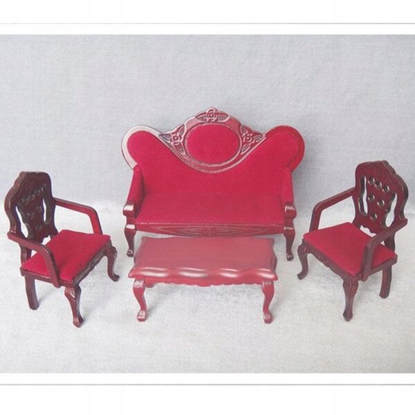 Retro stil sofa og lænestole Dukkehusmøbler Miniature Sæt 1/12