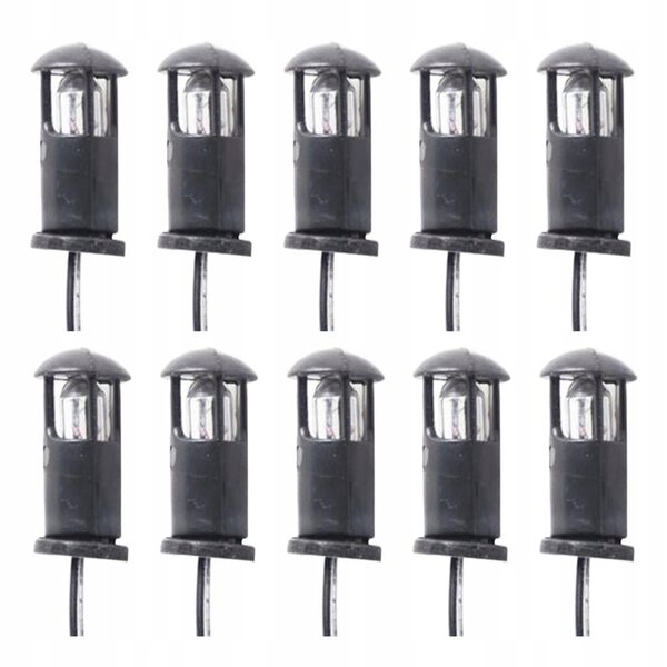 Set 10 Lampioni LED Miniatura per Diorami e Paesaggi in Scala 1:87 H14mm