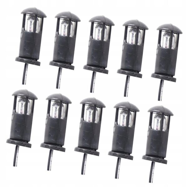Set 10 Lampioni LED Miniatura per Diorami e Paesaggi in Scala 1:87 H14mm