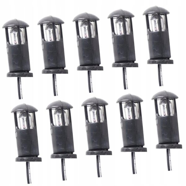 Set 10 Lampioni LED Miniatura per Diorami e Paesaggi in Scala 1:87 H14mm
