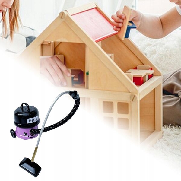 Miniatura Odkurzacza per Casa delle Bambole 1/12 in Legno Rosa Decorativo