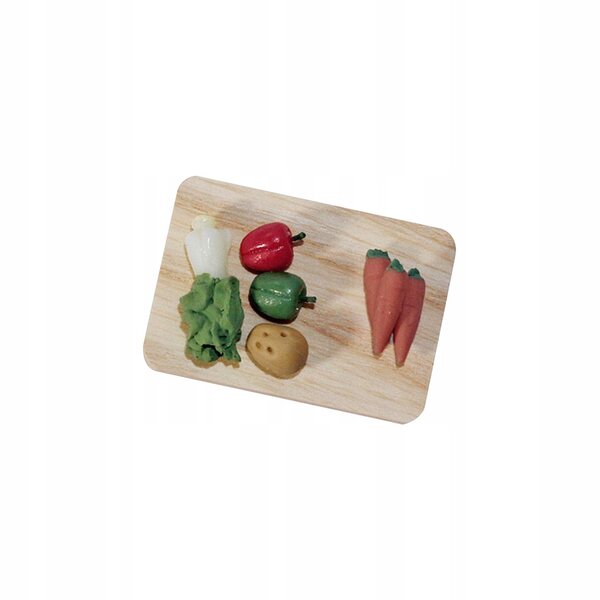 Cottage per bambole 1:12 accessorio tagliere con verdure in resina e legno
