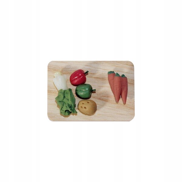 Cottage per bambole 1:12 accessorio tagliere con verdure in resina e legno