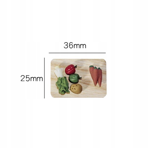 Cottage per bambole 1:12 accessorio tagliere con verdure in resina e legno