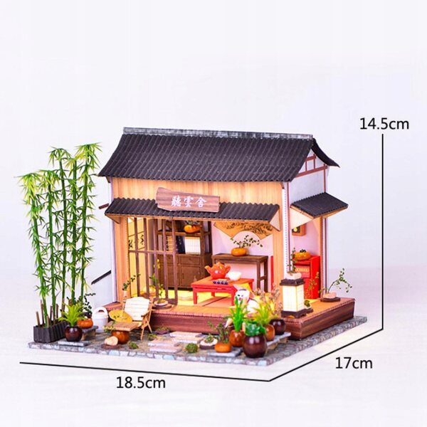 Casa in stile cinese fai da te con illuminazione a LED, set da montare