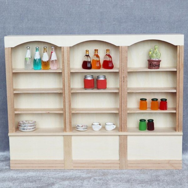 Mini 1/12 Puppenhaus-Geschenk aus Holz, unbemaltes dekoratives Regal