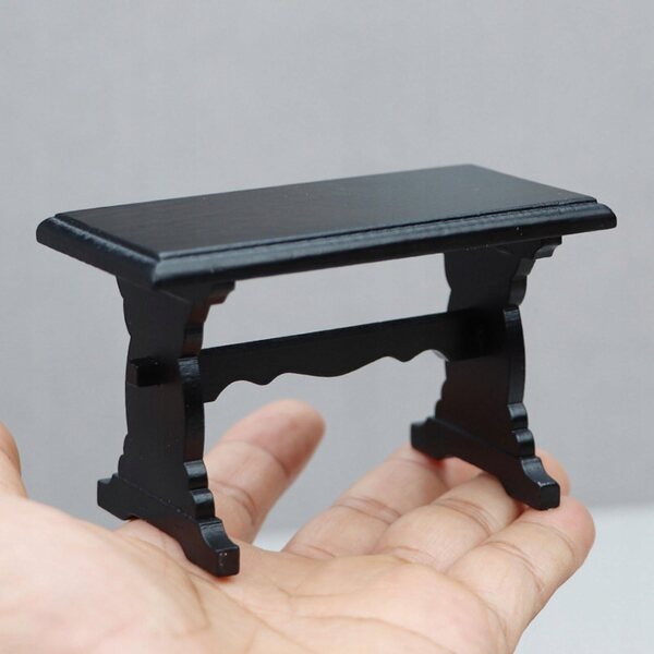 Miniatura bianco scrivania in legno da 10 cm per casa delle bambole 1:12