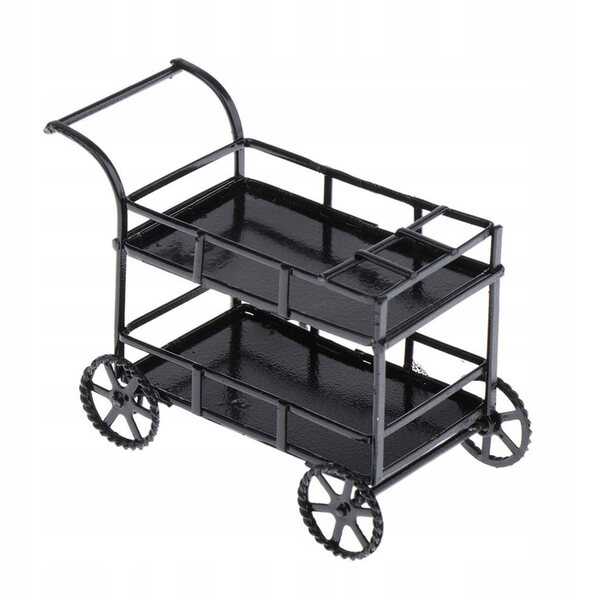 Miniatura carrello da cucina in metallo per casa delle bambole 1/12, design elegante
