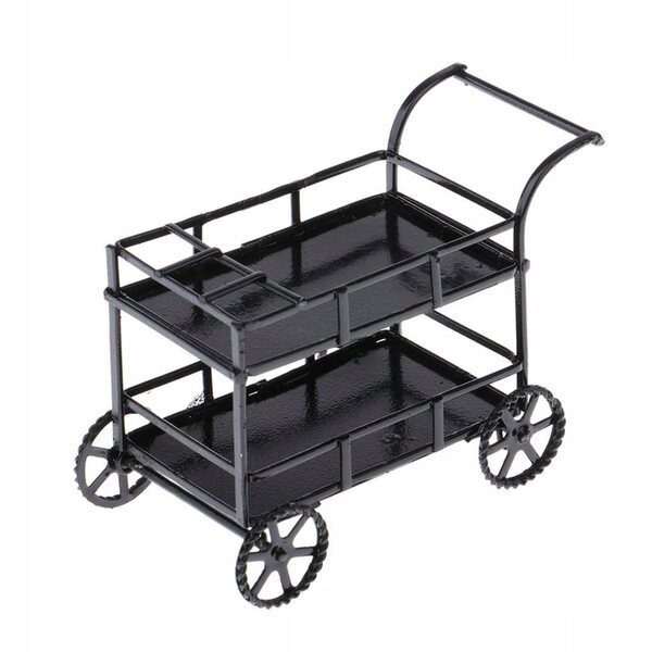 Miniatura carrello da cucina in metallo per casa delle bambole 1/12, design elegante