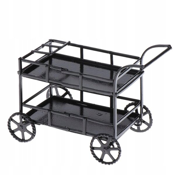 Miniatura carrello da cucina in metallo per casa delle bambole 1/12, design elegante