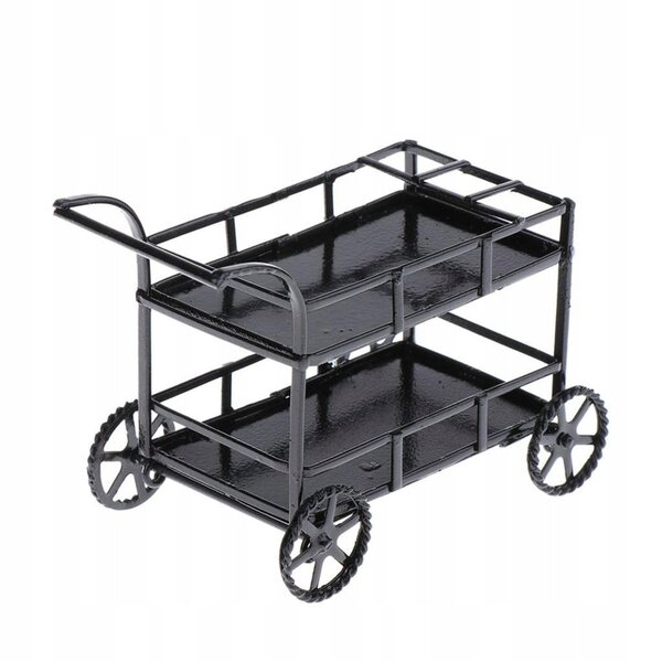 Miniatura carrello da cucina in metallo per casa delle bambole 1/12, design elegante