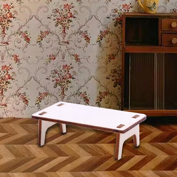 Miniatura bianco da scrivania in legno per casa delle bambole 1:12